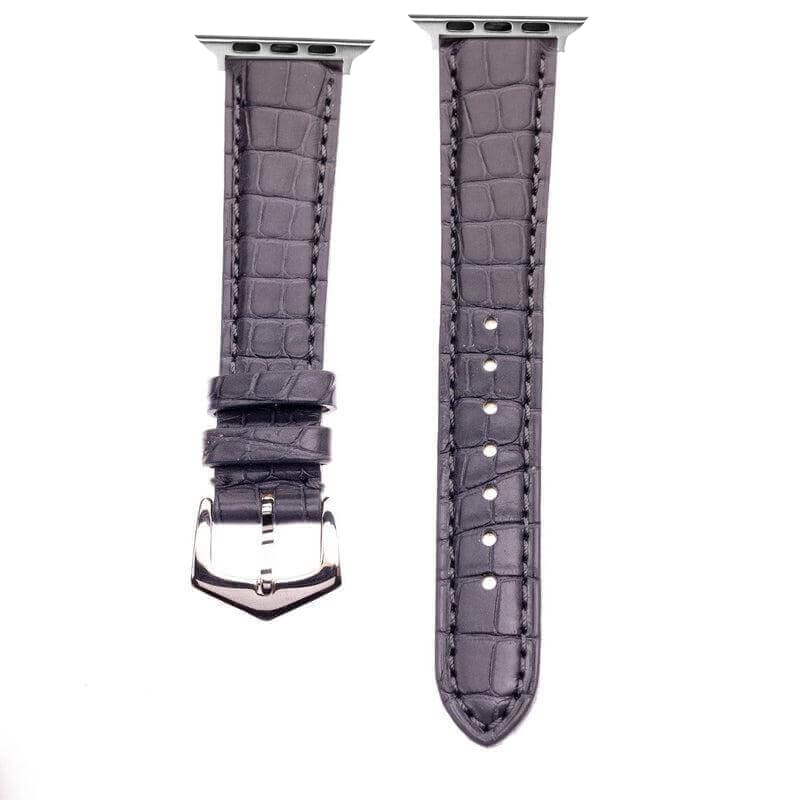 Apple Watch Leather Band ™ Dark Grey Matt Alligator Watch Strap