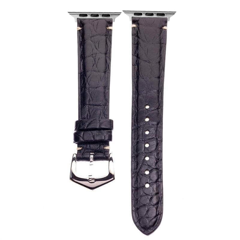 Apple Watch Leather Band ™ Black Alligator Minimal Stitches