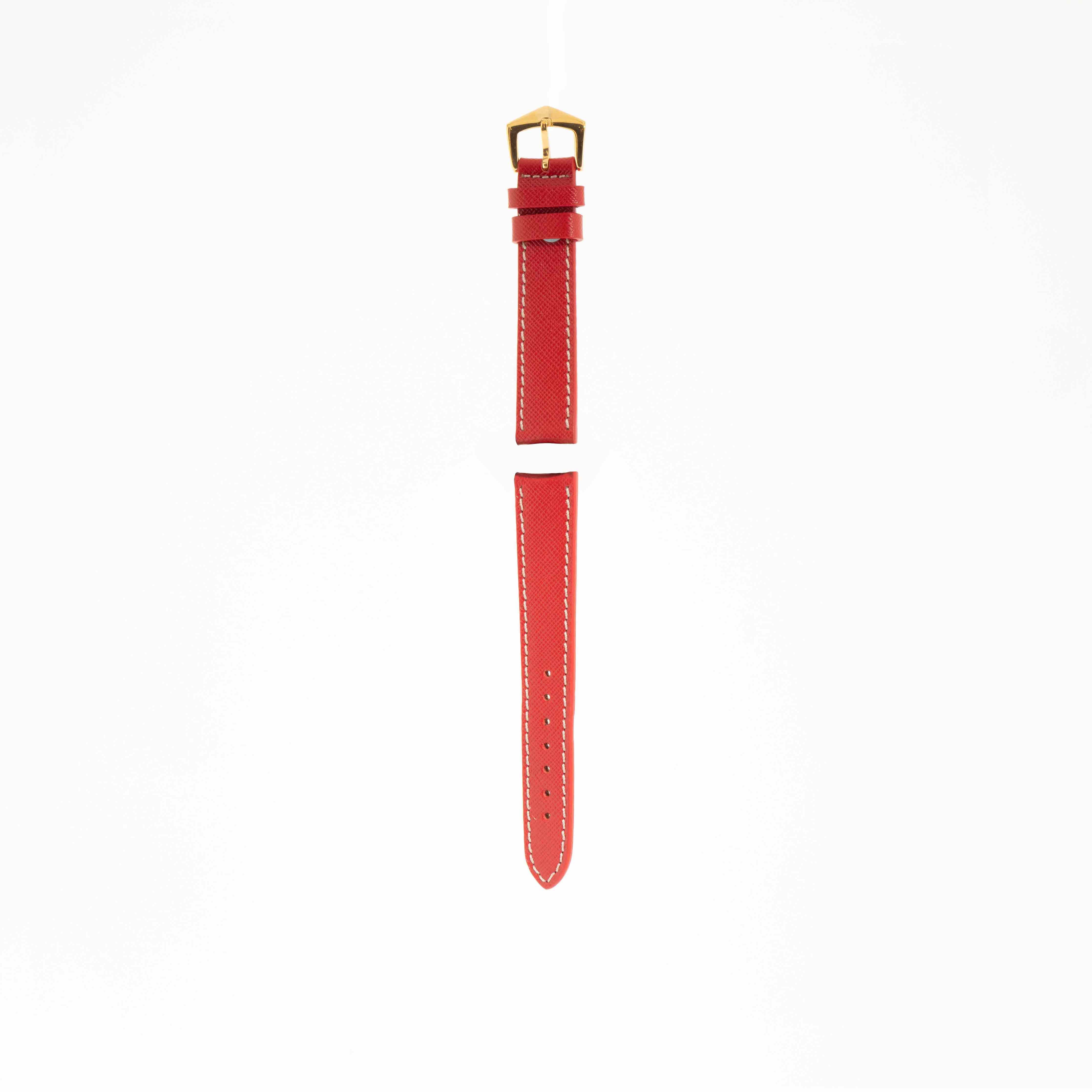 Red Hammered Calfskin Ecru Stitches Watch strap