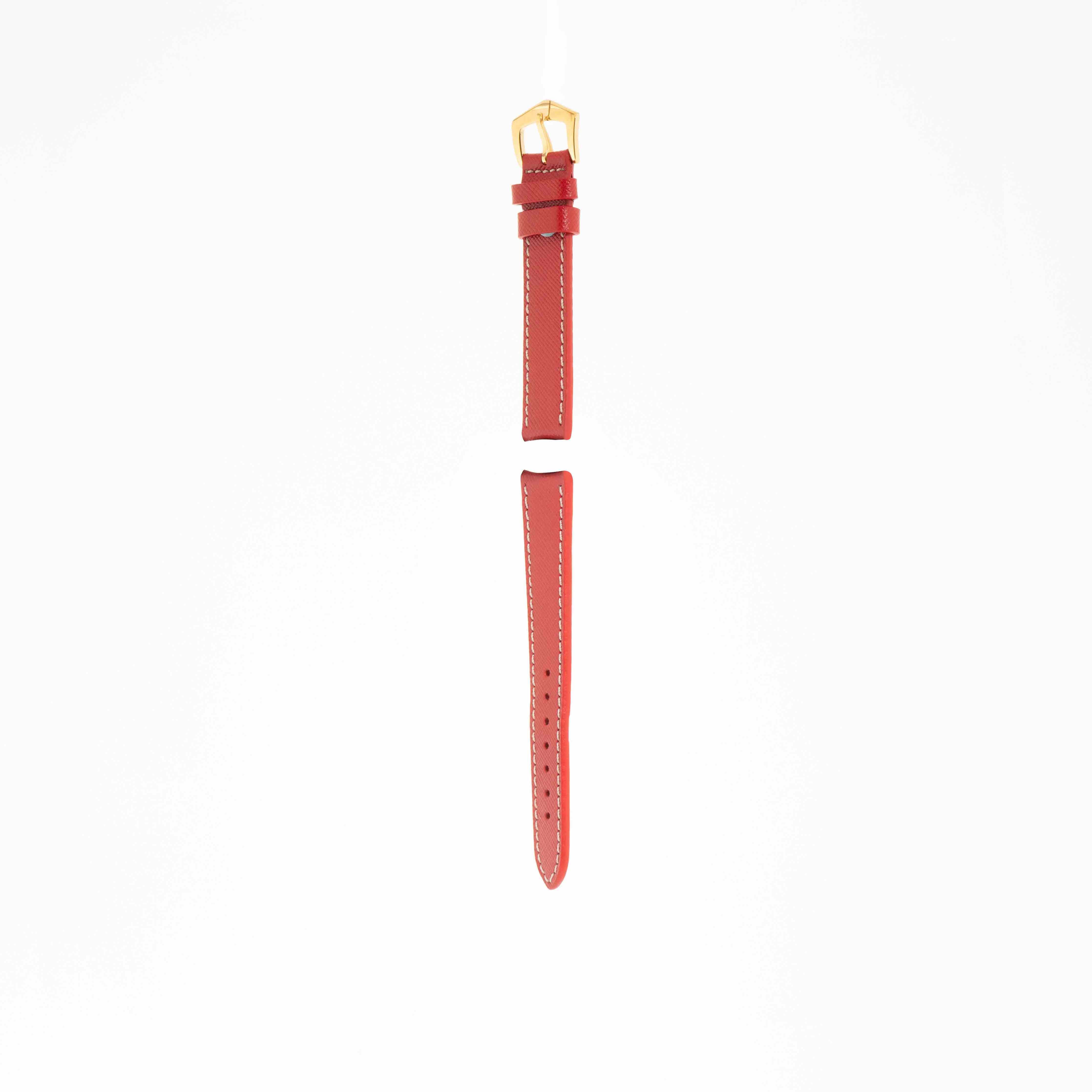 Red Hammered Calfskin Ecru Stitches Watch strap