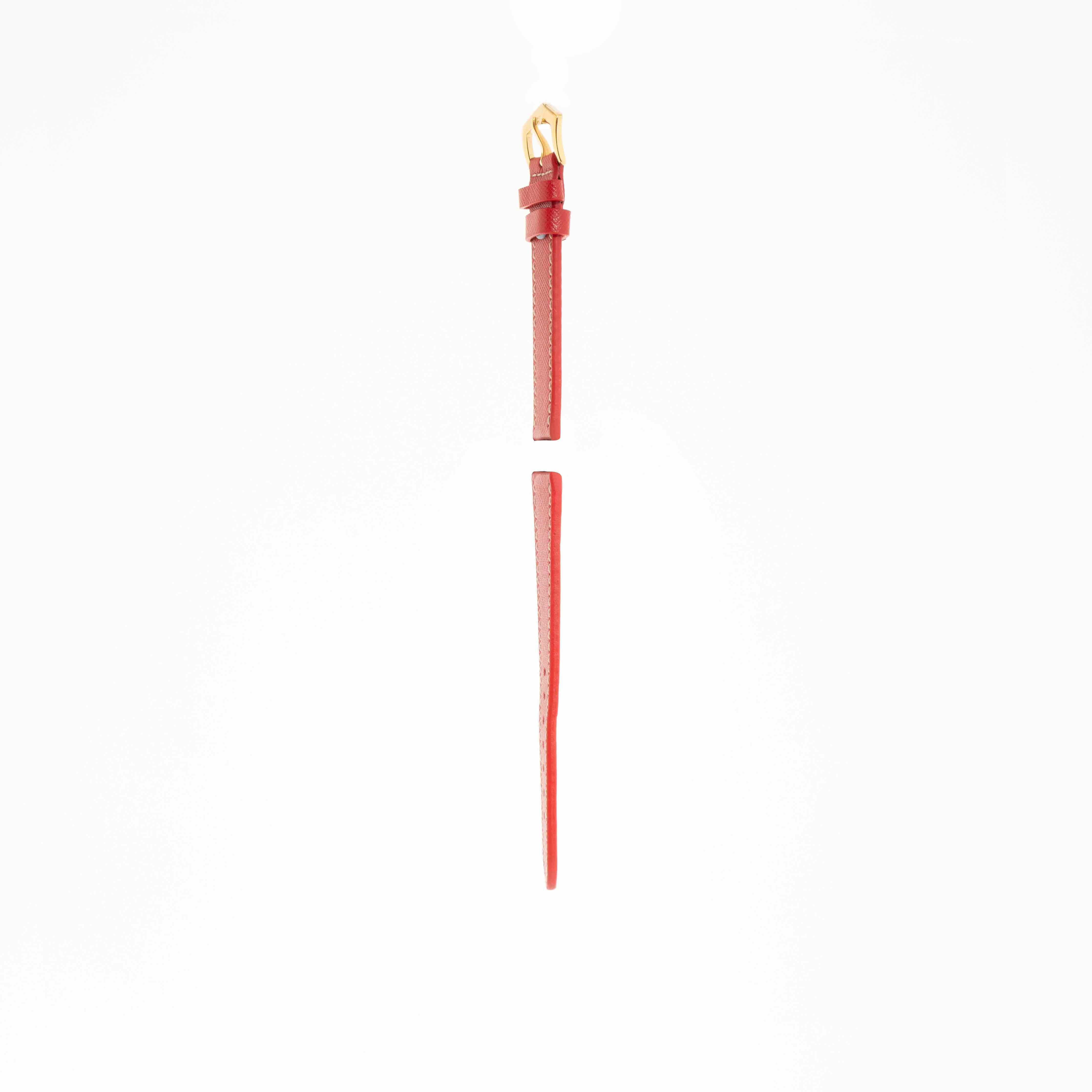 Red Hammered Calfskin Ecru Stitches Watch strap