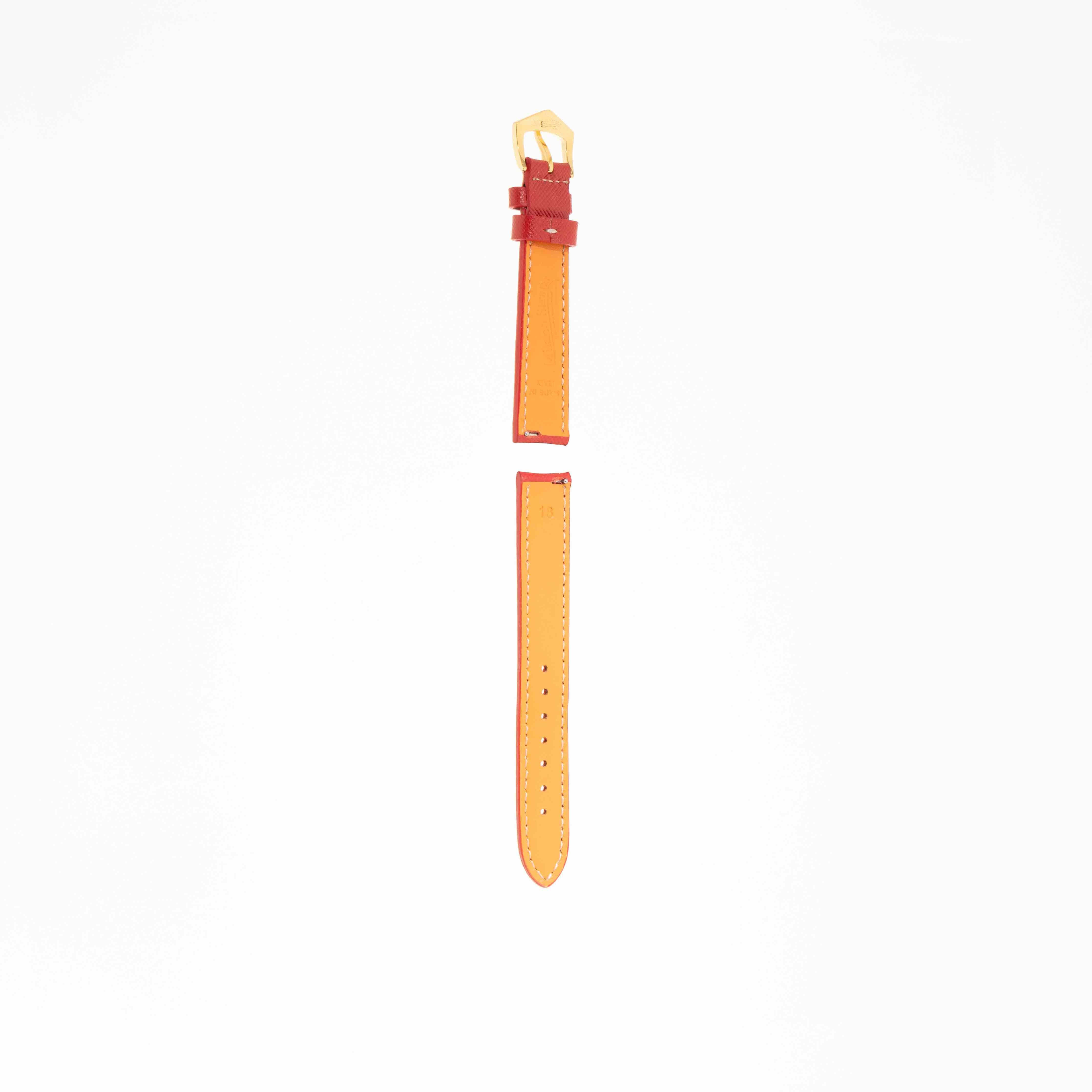 Red Hammered Calfskin Ecru Stitches Watch strap