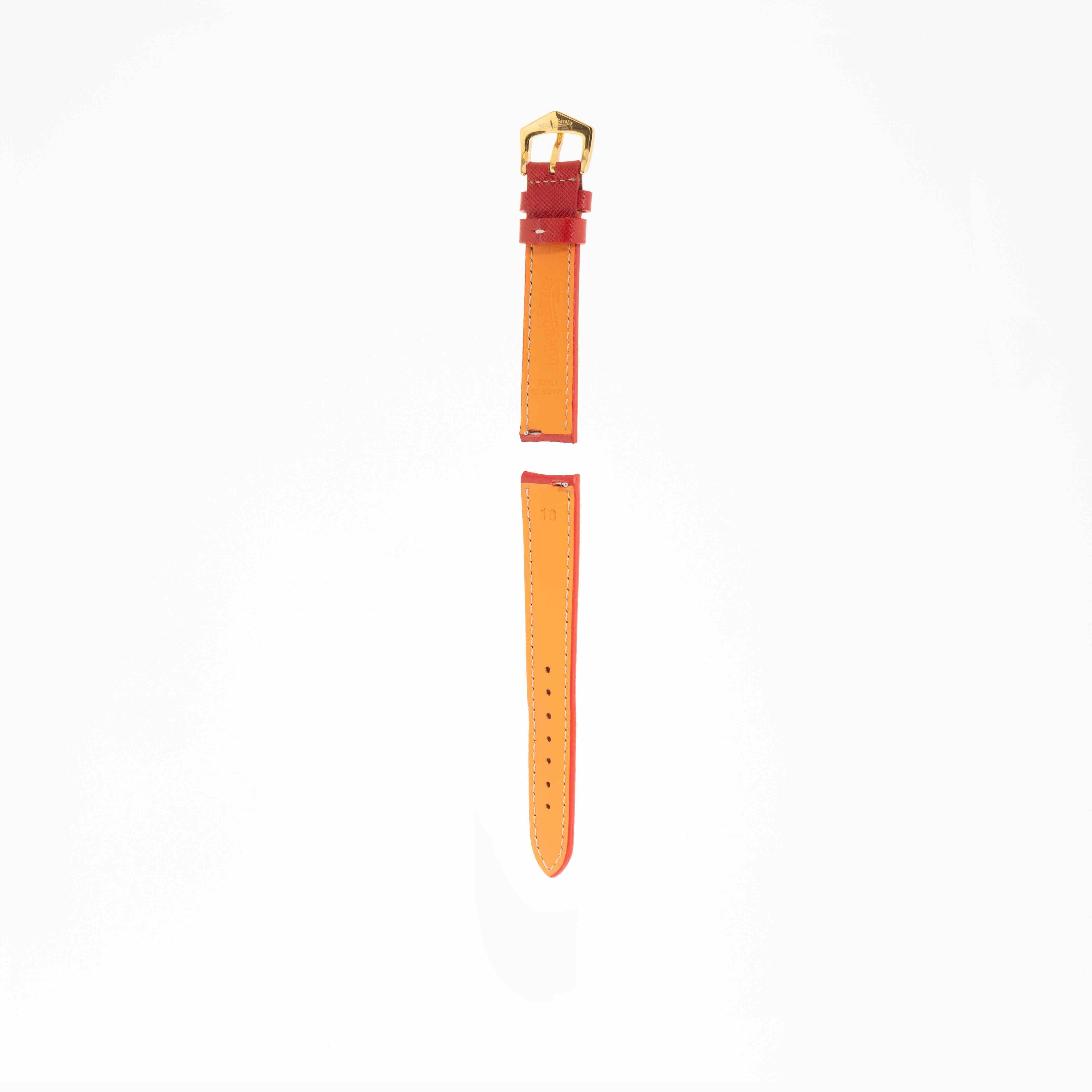 Red Hammered Calfskin Ecru Stitches Watch strap
