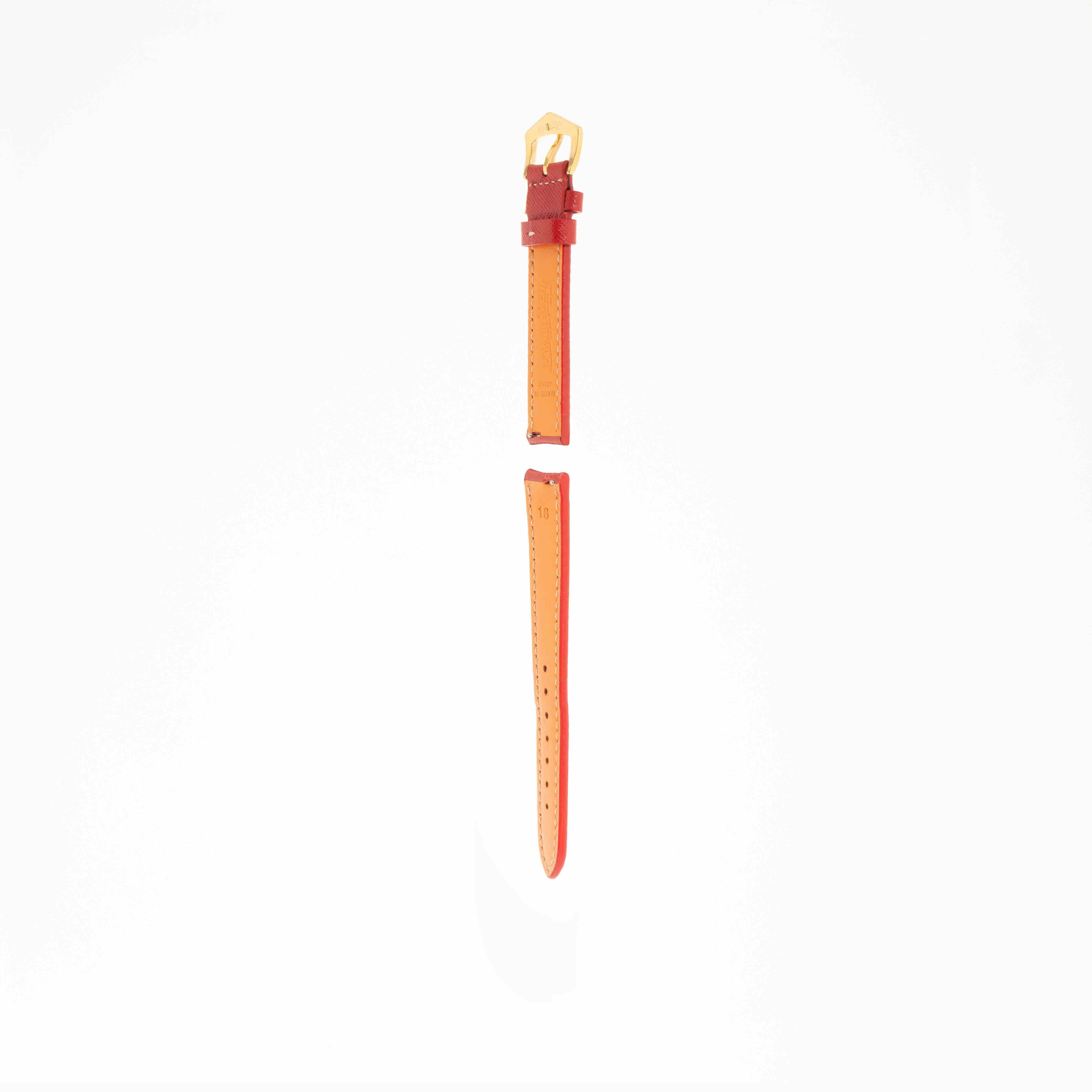 Red Hammered Calfskin Ecru Stitches Watch strap