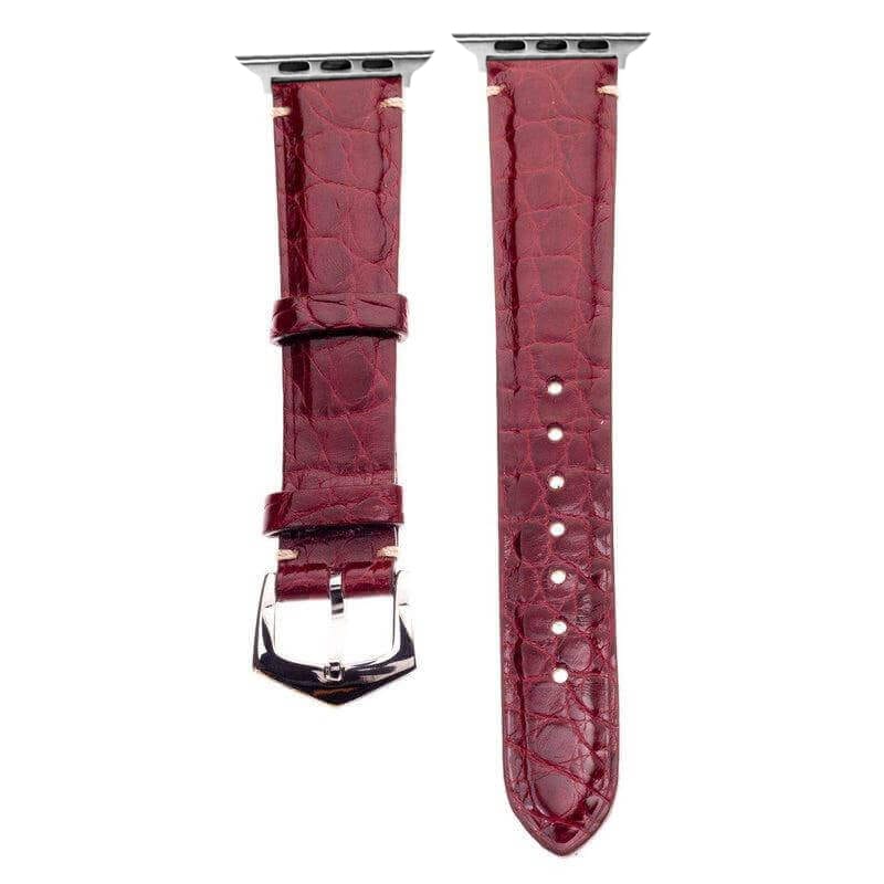 Apple Watch Strap ™ Burgundy Alligator Millennium Minimal Stitches