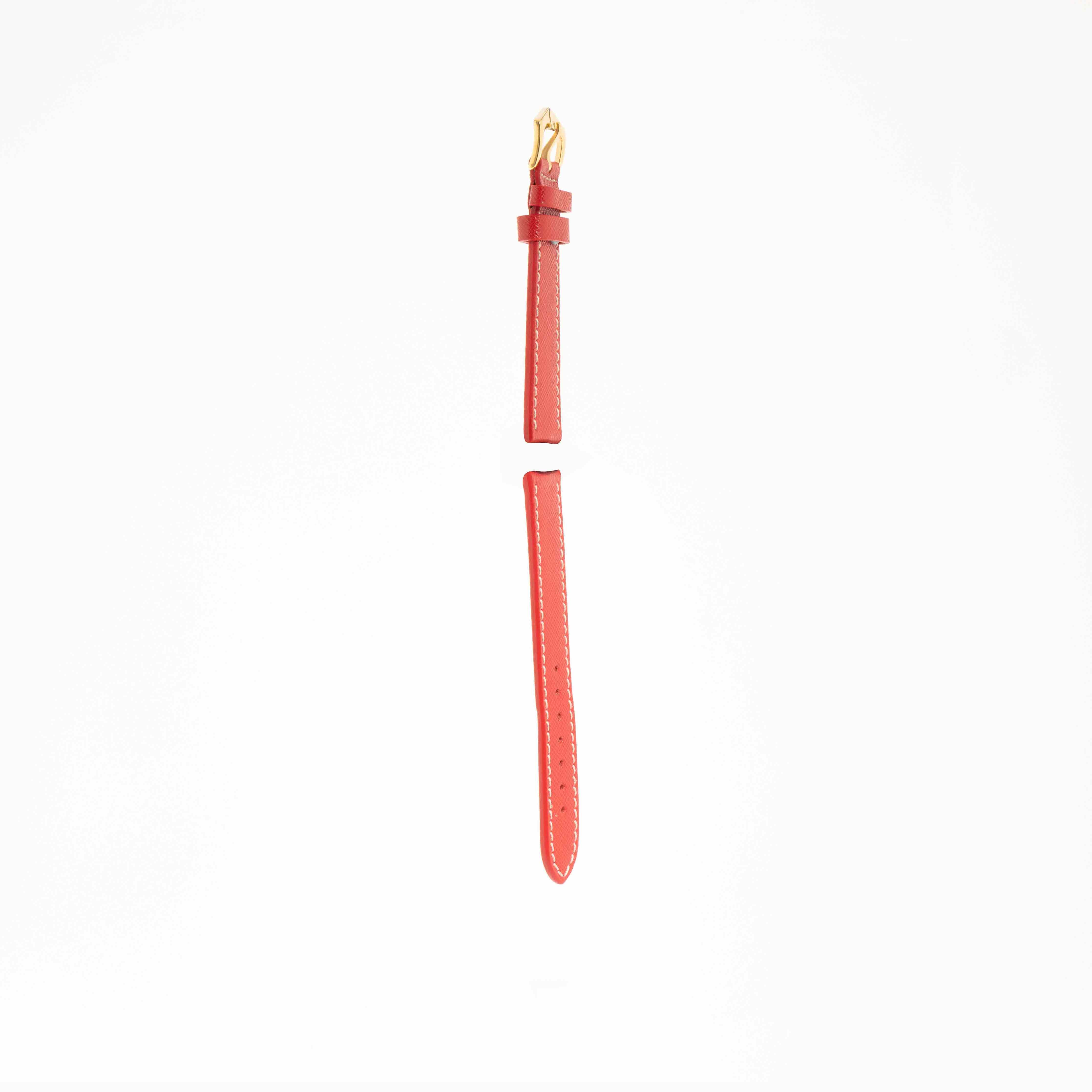 Red Hammered Calfskin Ecru Stitches Watch strap