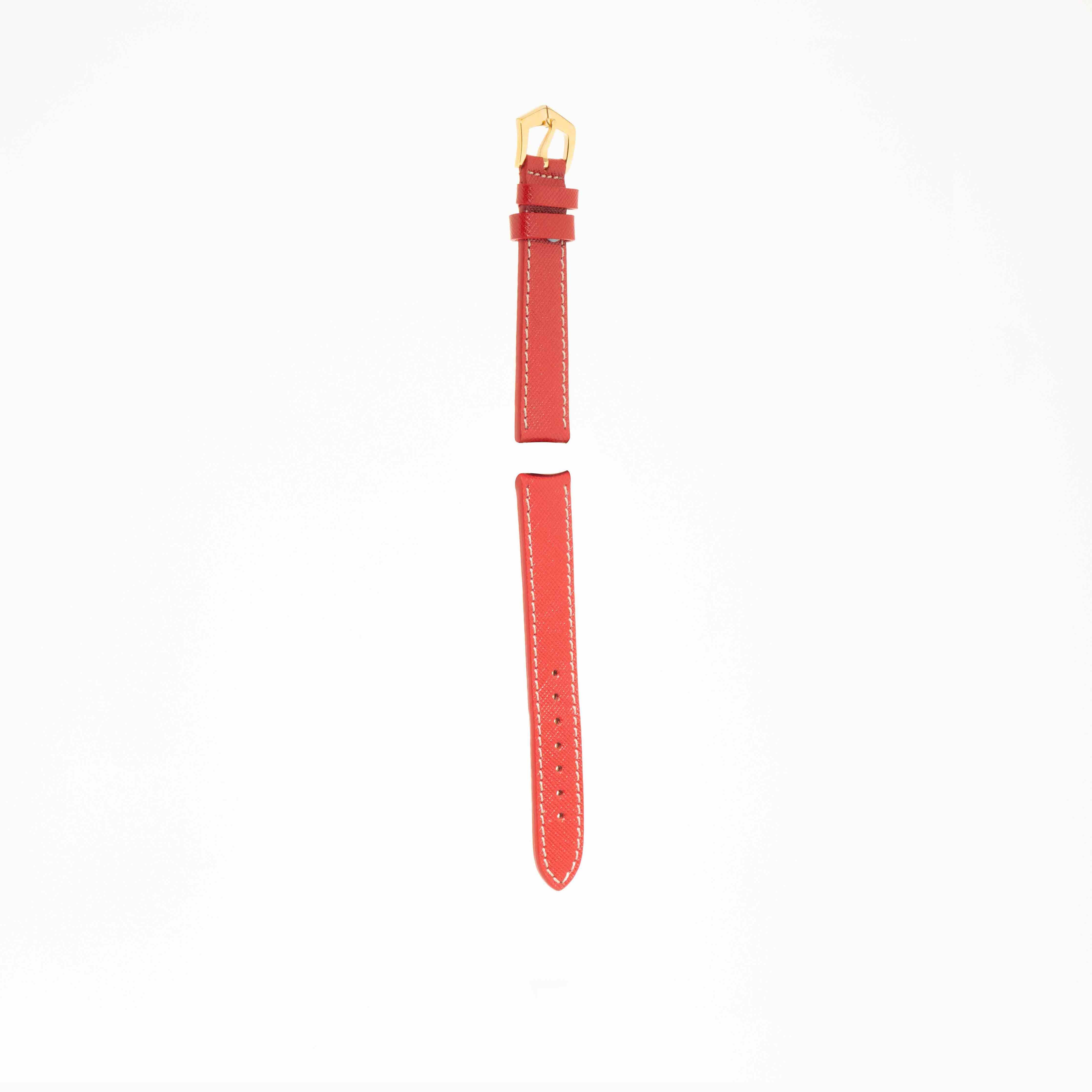 Red Hammered Calfskin Ecru Stitches Watch strap