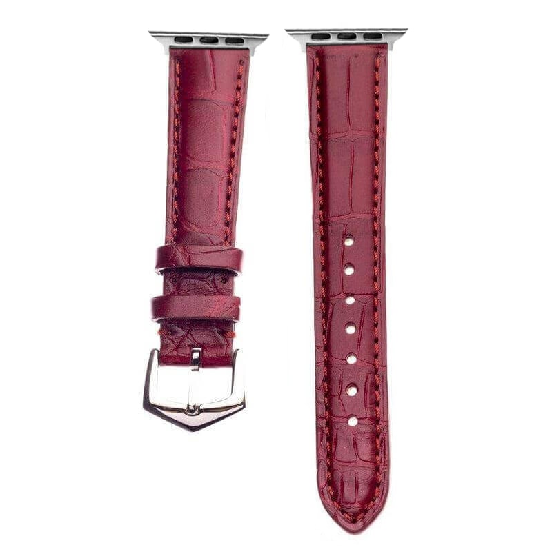 Apple Watch Leather Band ™ Burgundy Millennium Alligator Minimal Stitches
