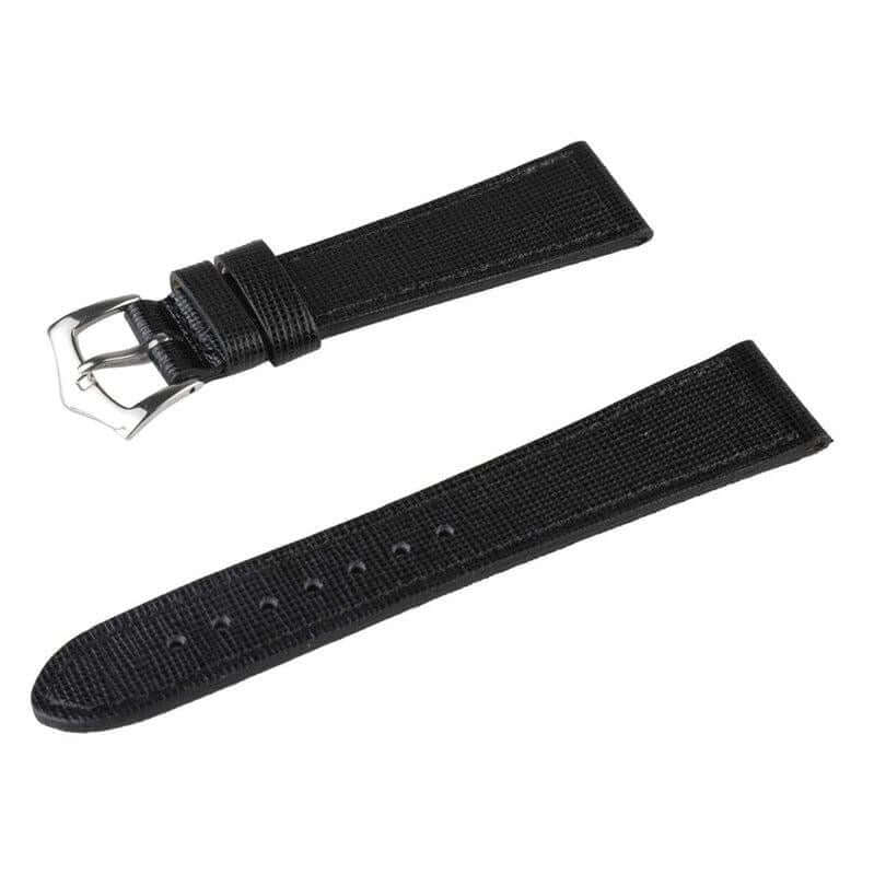 Black Saffiano Leather Watch Strap Tone Stitches