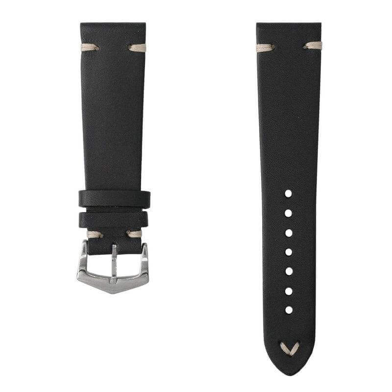 Vintage Black Leather Watch Strap