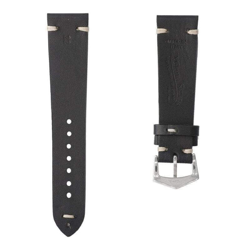 Vintage Black Leather Watch Strap