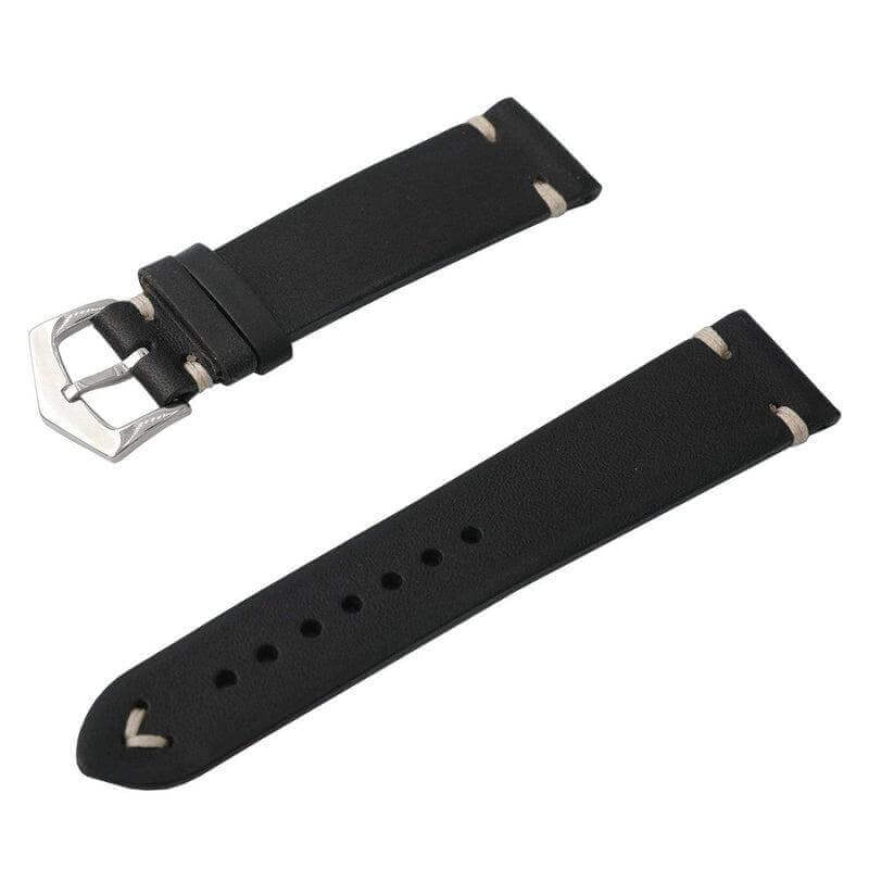 Vintage Black Leather Watch Strap