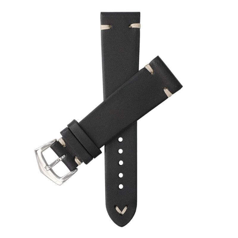 Vintage Black Leather Watch Strap