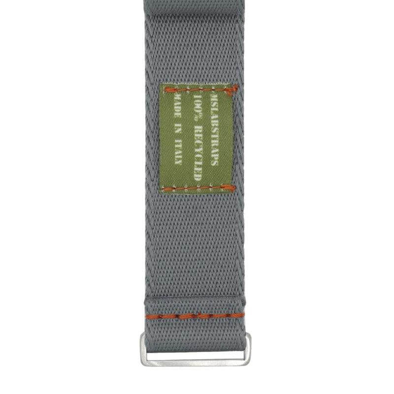 Eco-Friendly Nylon Military Watch Strap - Grey - Orange Stitches