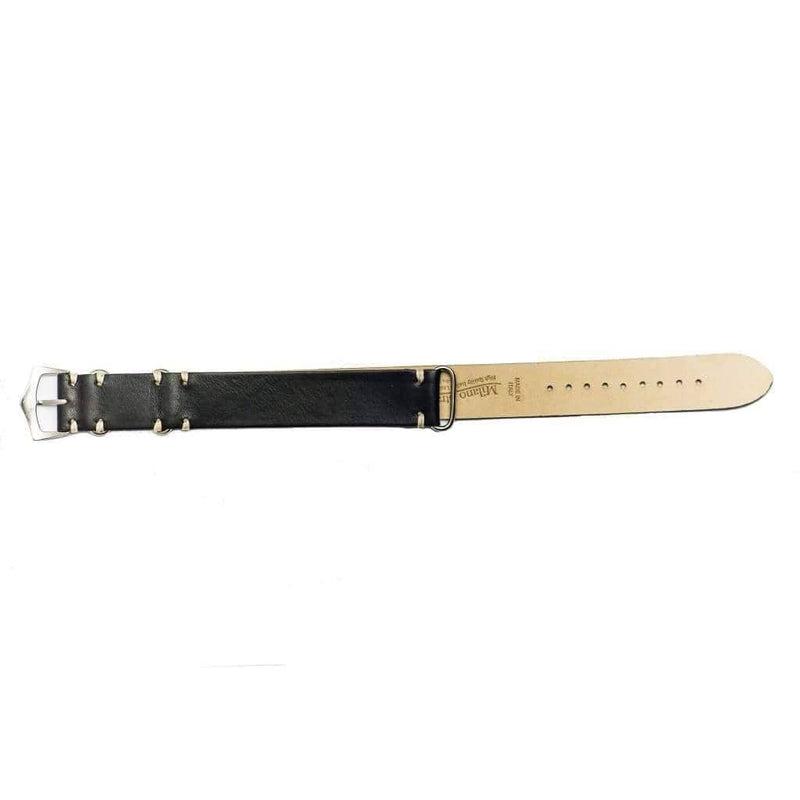 Military Leather Black Italian Leather Strap