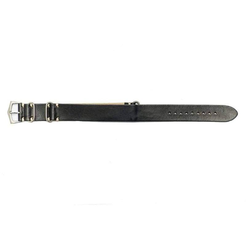 Military Leather Black Italian Leather Strap
