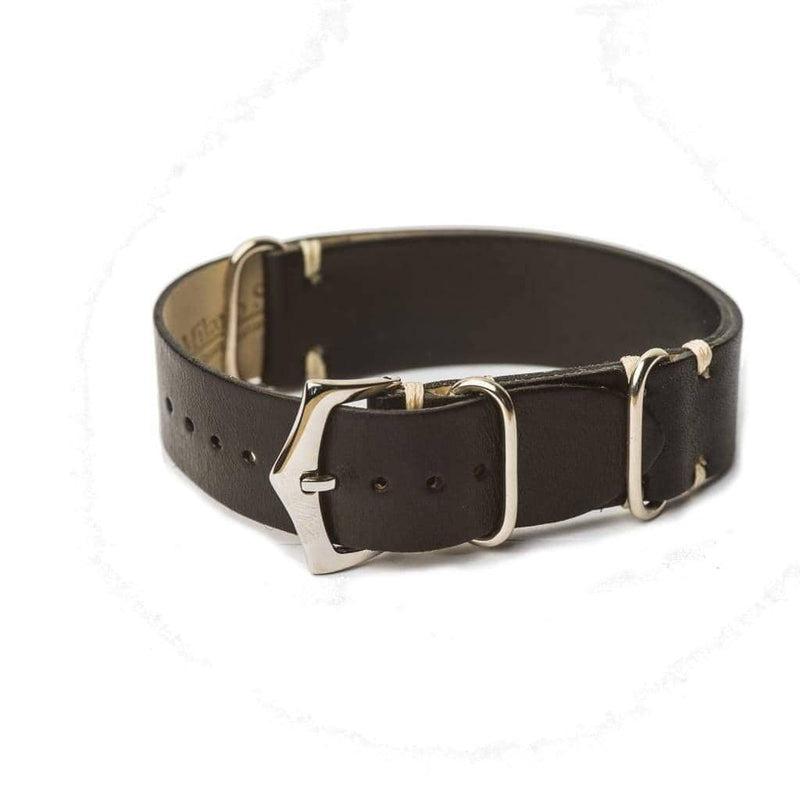 Military Leather Black Italian Leather Strap
