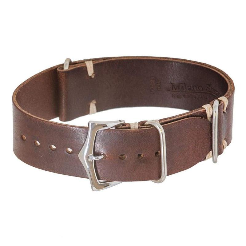 Military Leather Brown Italian Watch Band