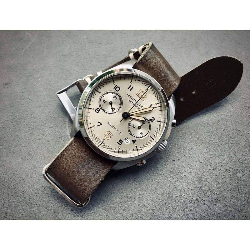 Military Watch Strap Olive Italian Leather