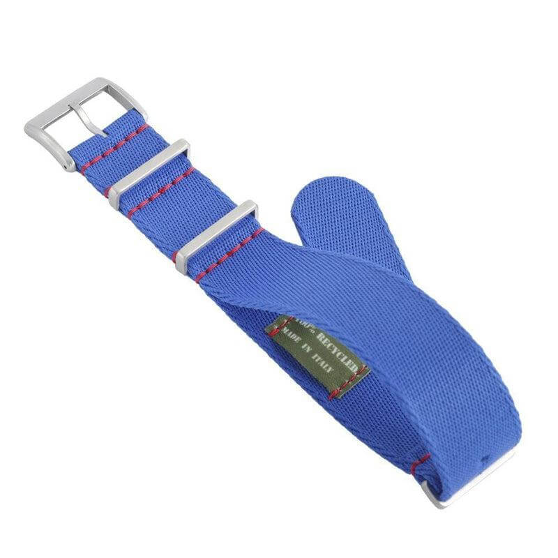 Eco-Friendly Nylon Military Watch Strap - Blue light Red Stitches