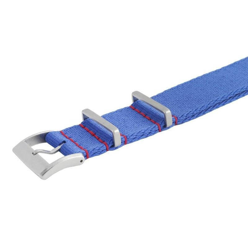 Eco-Friendly Nylon Military Watch Strap - Blue light Red Stitches