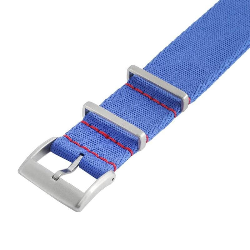 Eco-Friendly Nylon Military Watch Strap - Blue light Red Stitches