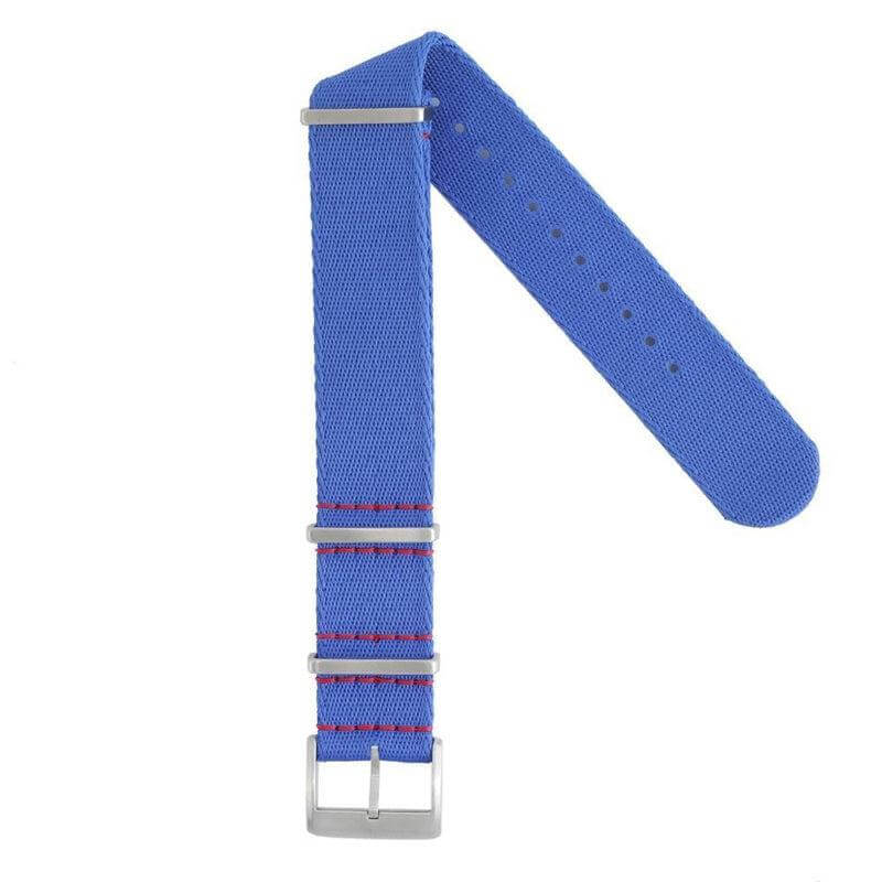 Eco-Friendly Nylon Military Watch Strap - Blue light Red Stitches