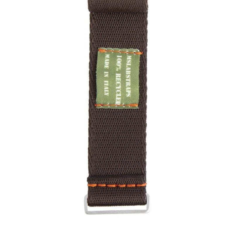 Eco-Friendly Nylon Military Watch Strap - Dark Brown Orange Stitches