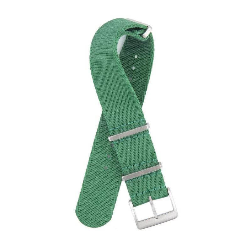 Eco-Friendly Nylon Military Watch Strap - Green -GREEN STITCHES
