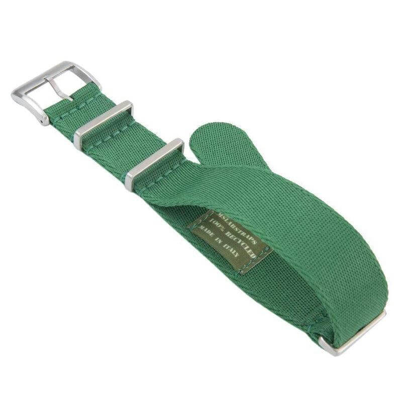 Eco-Friendly Nylon Military Watch Strap - Green -GREEN STITCHES