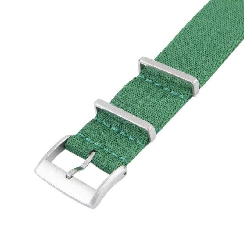 Eco-Friendly Nylon Military Watch Strap - Green -GREEN STITCHES