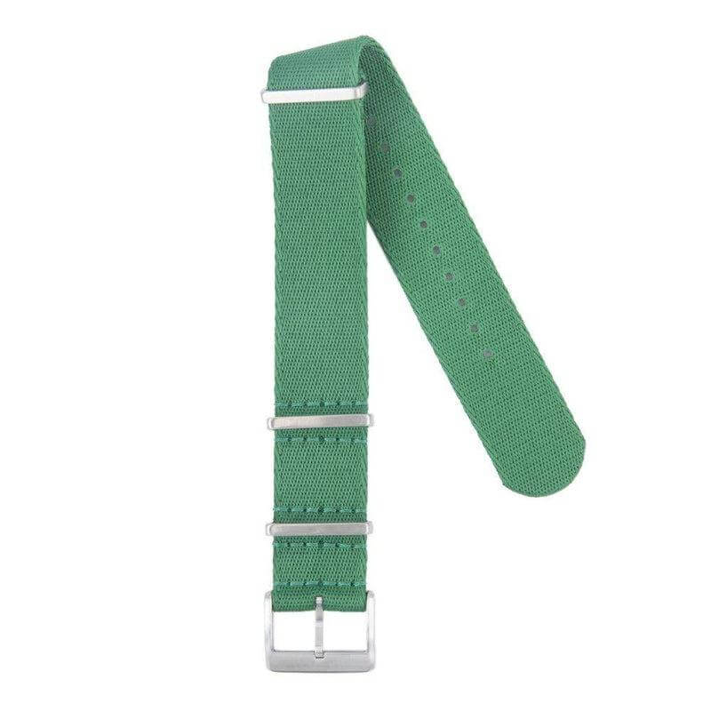 Eco-Friendly Nylon Military Watch Strap - Green -GREEN STITCHES