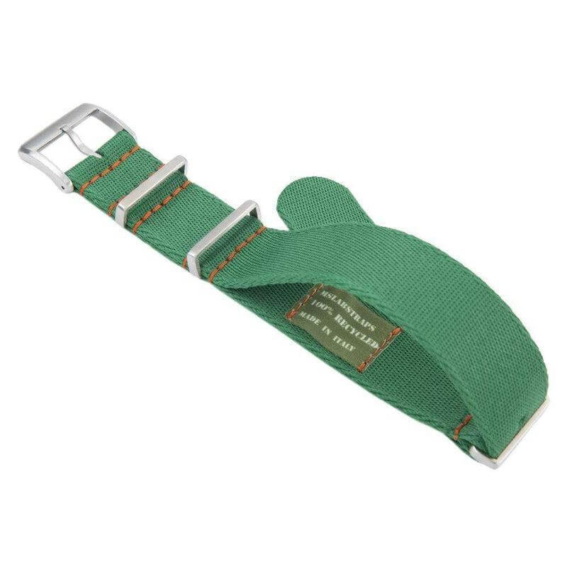 Eco-Friendly Nylon Military Watch Strap - Green Orange Stitches