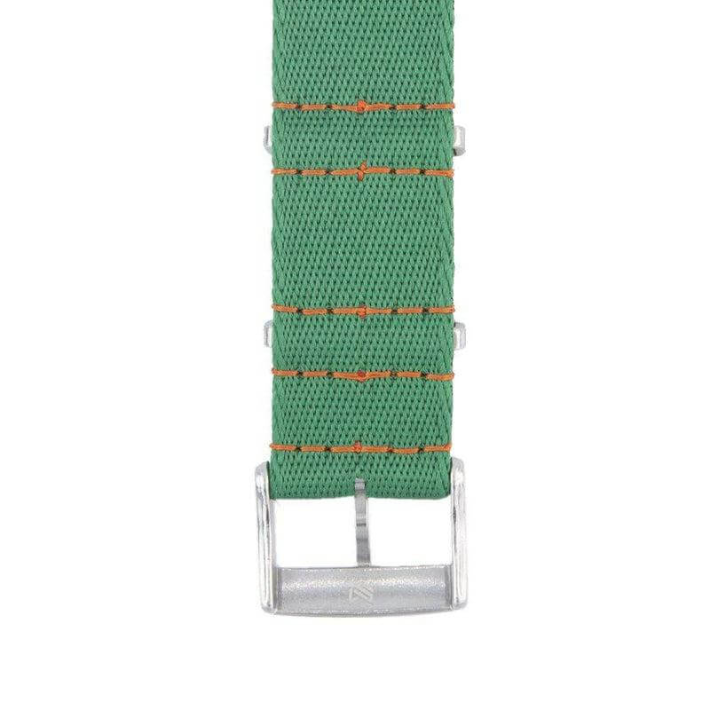 Eco-Friendly Nylon Military Watch Strap - Green Orange Stitches