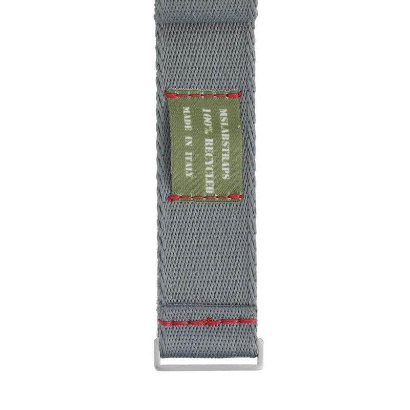 Eco-Friendly Nylon Military Watch Strap - Grey Red Stitches