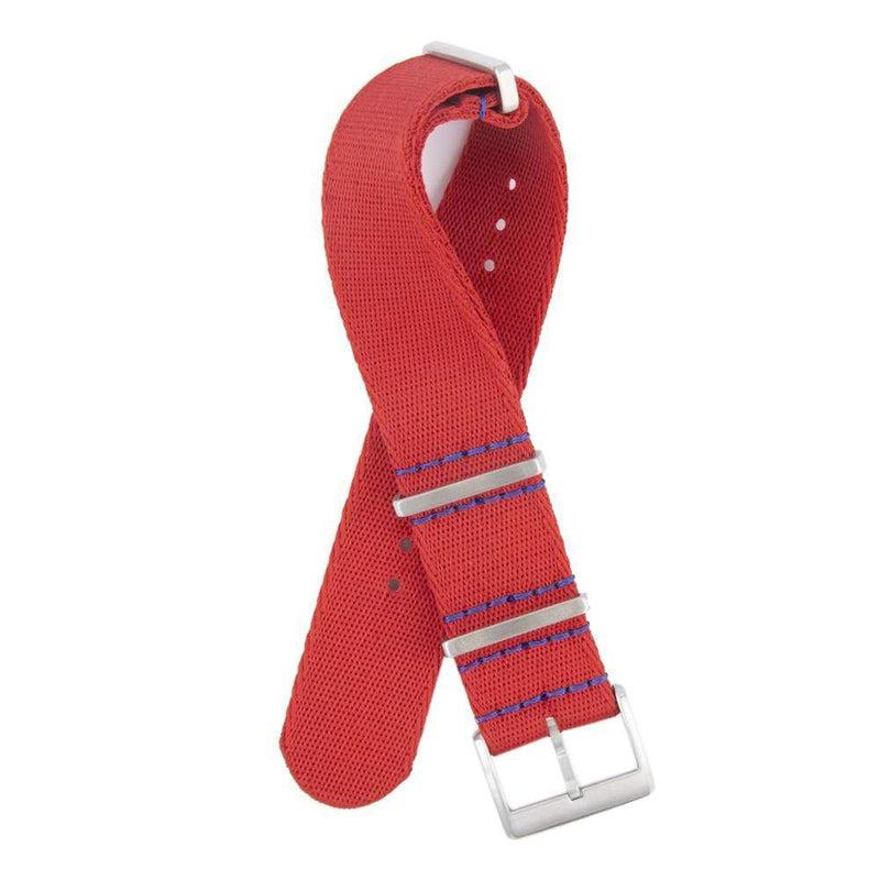 Eco-Friendly Nylon Military Watch Strap - Red Blue Stitches