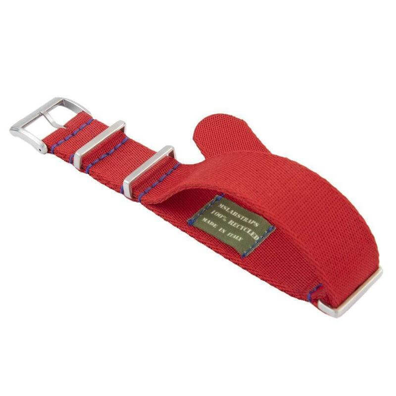 Eco-Friendly Nylon Military Watch Strap - Red Blue Stitches