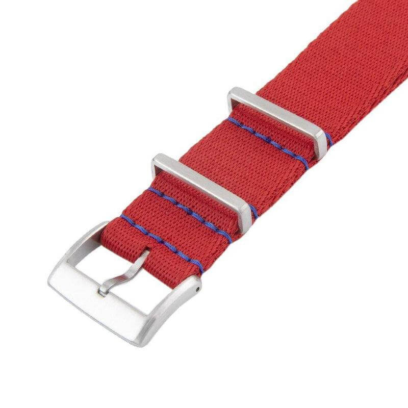 Eco-Friendly Nylon Military Watch Strap - Red Blue Stitches