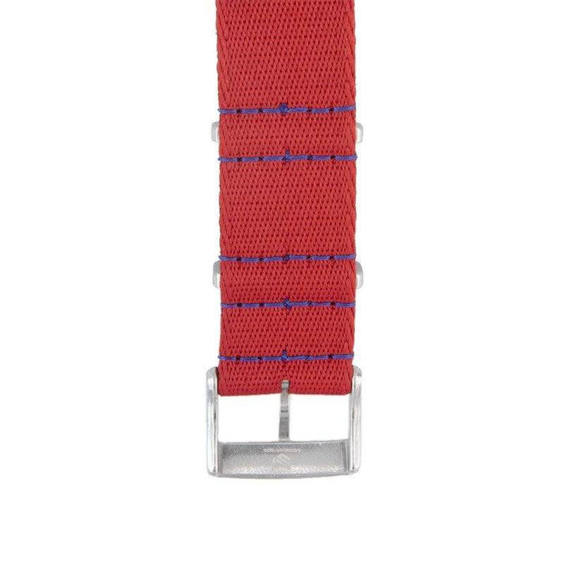 Eco-Friendly Nylon Military Watch Strap - Red Blue Stitches