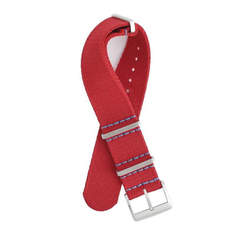 Eco-Friendly Nylon Military Watch Strap - Red Light Blue Stitches