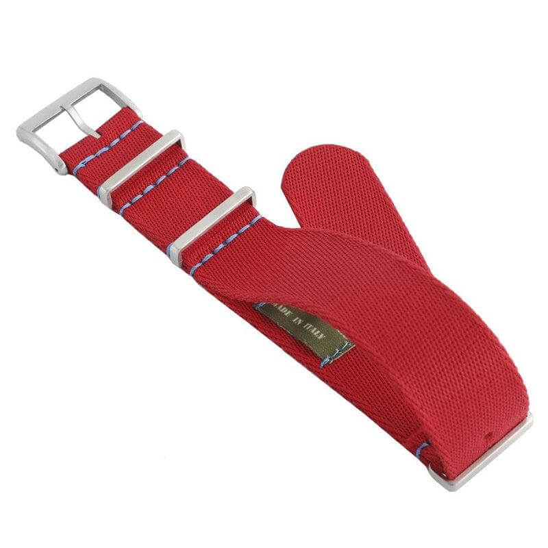 Eco-Friendly Nylon Military Watch Strap - Red Light Blue Stitches