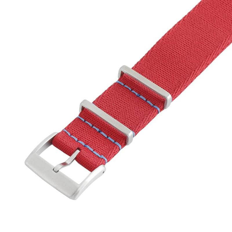 Eco-Friendly Nylon Military Watch Strap - Red Light Blue Stitches