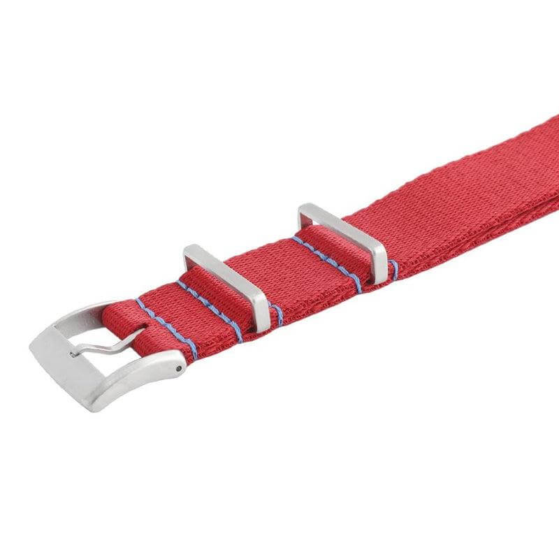 Eco-Friendly Nylon Military Watch Strap - Red Light Blue Stitches