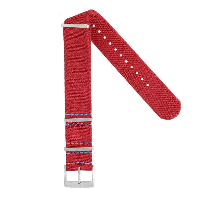 Eco-Friendly Nylon Military Watch Strap - Red Light Blue Stitches