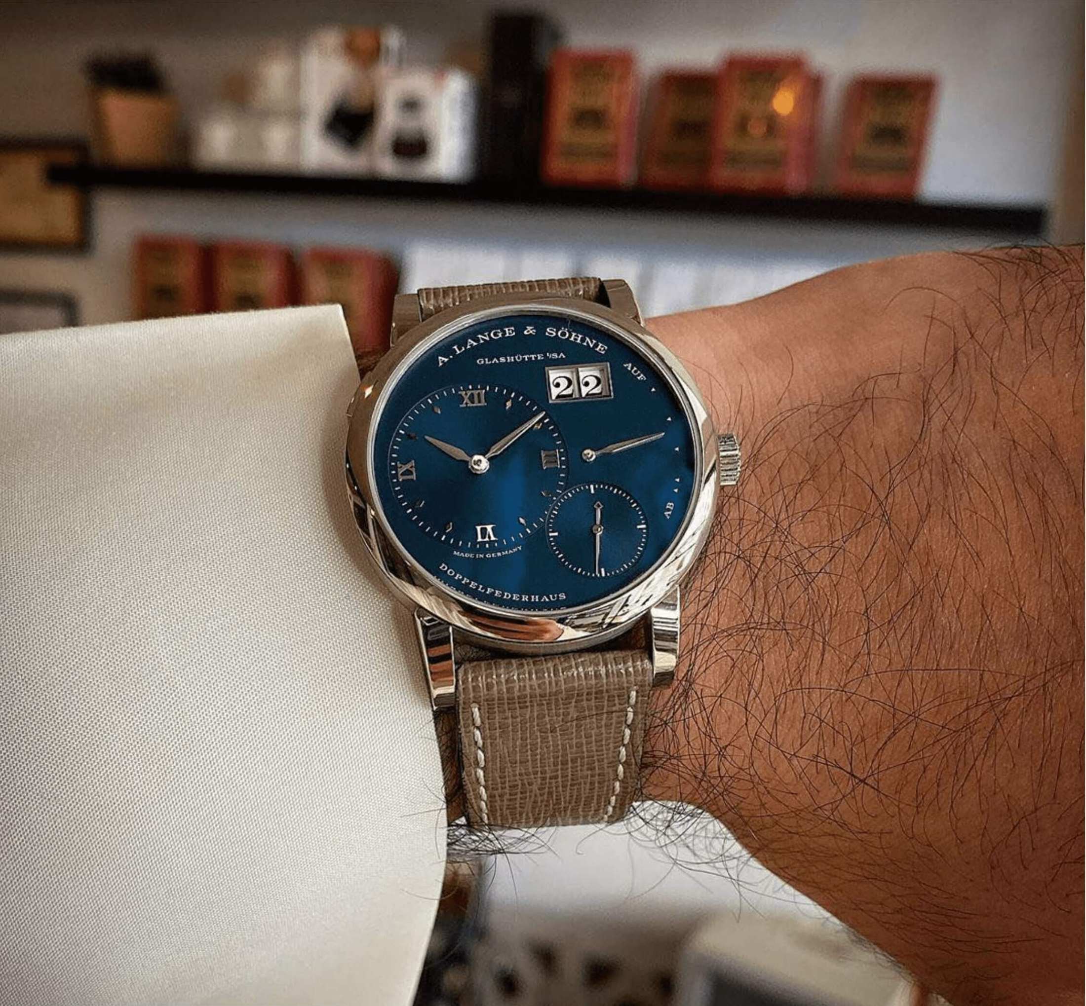 Taupe Saffiano Leather Watch Strap -Taupe