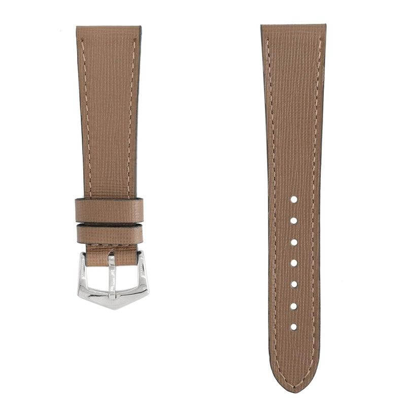Taupe Saffiano Leather Watch Strap - Taupe Color