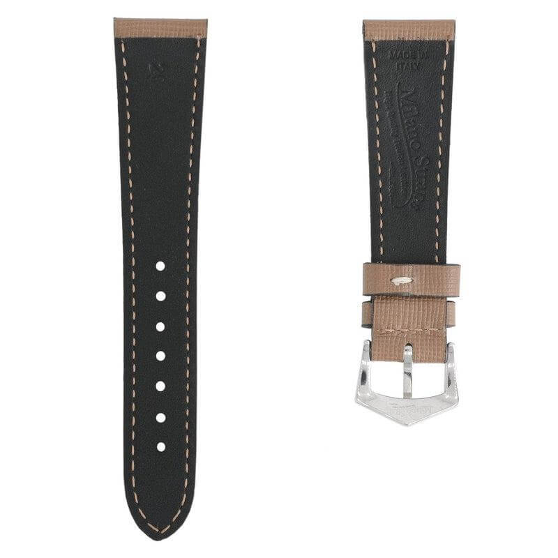 Taupe Saffiano Leather Watch Strap - Taupe Color