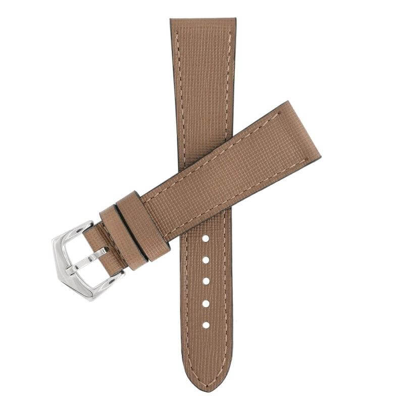 Taupe Saffiano Leather Watch Strap - Taupe Color