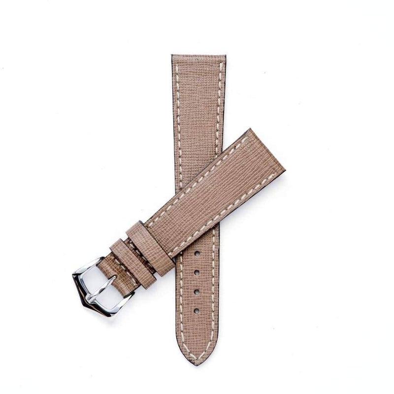 Taupe Saffiano Leather Watch Strap -Taupe