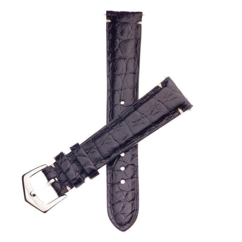 Apple Watch Leather Band ™ Black Alligator Minimal Stitches